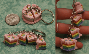 Rainbow Cake. You know, I really like rainbows, but I am afraid if I make too much rainbow stuff, it'll scare people away, so I try and keep it to minimum. This though, has to be one of my favorite pieces so far. 